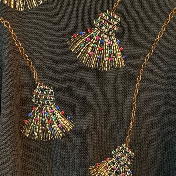 Vintage Victoria Habour Beaded Tassel Sweater M - Picture 3 of 5